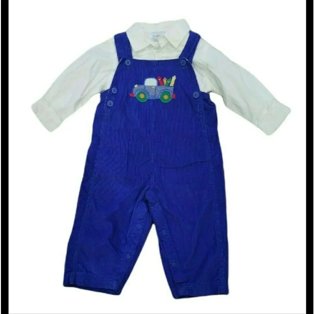 Blue corduroy overall set